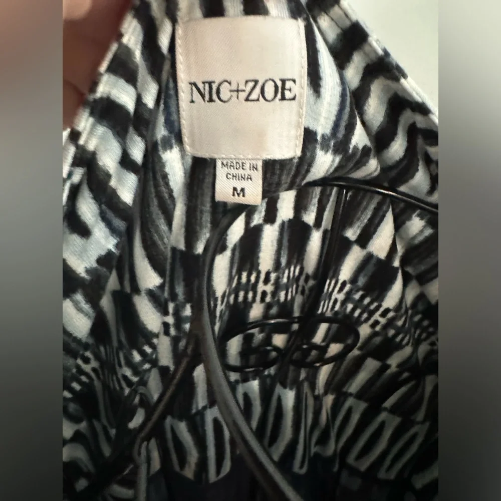 NIC + ZOE Women’s Batik Stripe Twist Dress in Blue Multi Size Medium